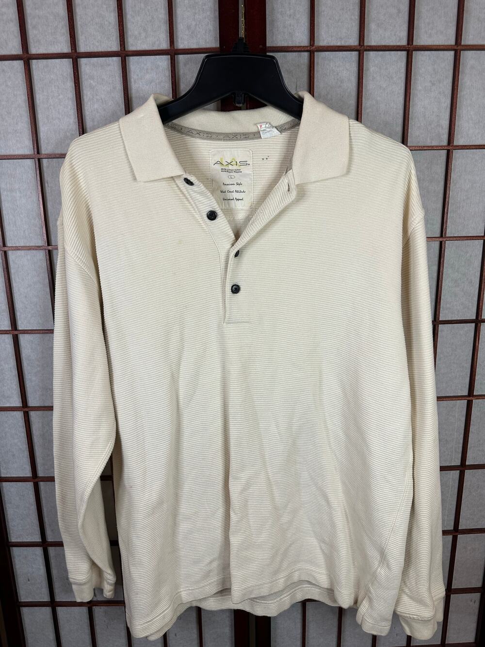 Axis Men's long sleeve polo cream textured very nice!